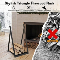 Gainoom Firewood Black Log Rack Heavy Duty Firewood Holder With Stable Triangular Structure - thumbnail 4