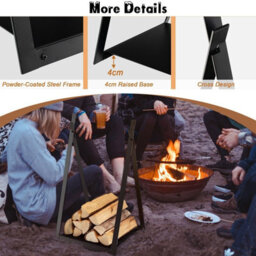 Gainoom Firewood Black Log Rack Heavy Duty Firewood Holder With Stable Triangular Structure - thumbnail 8