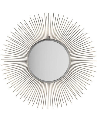 Beliani 80Cm Silver Sunburst Wall Mirror - Round Framed Vanity And Decorative Mirror - image 1