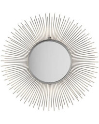 Beliani 80Cm Silver Sunburst Wall Mirror - Round Framed Vanity And Decorative Mirror - thumbnail 1