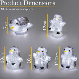 Christow Christmas Set Of 5 Led Light Up Penguins Decoration - thumbnail 7