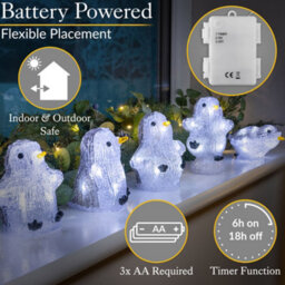 Christow Christmas Set Of 5 Led Light Up Penguins Decoration - thumbnail 6