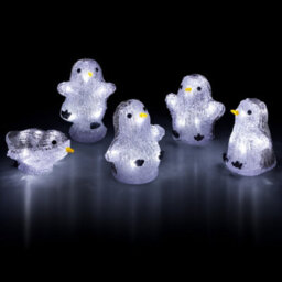 Christow Christmas Set Of 5 Led Light Up Penguins Decoration - thumbnail 2