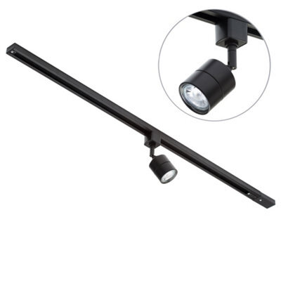 Litecraft Soho Black 1 Head 1M Straight Kitchen Track Light With Led Bulbs - image 1