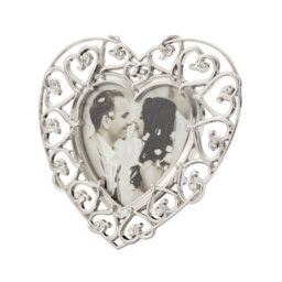 Happy Homewares Heart Themed 4X4 Silver Picture Frame With Small Diamante Crystals - thumbnail 2