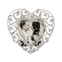 Happy Homewares Heart Themed 4X4 Silver Picture Frame With Small Diamante Crystals - thumbnail 3