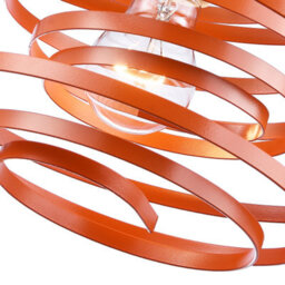 Happy Homewares Contemporary Orange Gloss Metal Double Ribbon Spiral Swirl Ceiling Light Pendant - thumbnail 5