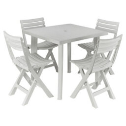 Urbn-Garden Urbngarden 79Cm Height 5 Pcs White Plastic Garden Dining Table With Chairs Set Patio Deck Outdoor Furniture - thumbnail 1