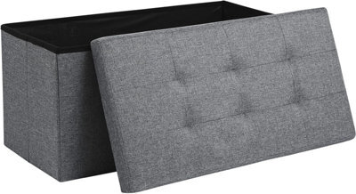 Storage Ottoman Padded Foldable Bench Chest With Lid Holds Up To 100 Kg For Bedroom Room Grey Linen 78Cm X 38 Cm X 38 Cm - image 1
