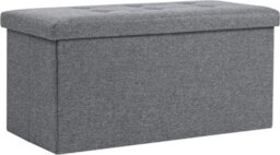Storage Ottoman Padded Foldable Bench Chest With Lid Holds Up To 100 Kg For Bedroom Room Grey Linen 78Cm X 38 Cm X 38 Cm - thumbnail 2