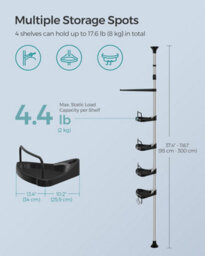 Shower Caddy Shelf, Telescopic Corner Storage Organizer For Bathroom, Stainless Steel, Metallic Silver And Ink Black - thumbnail 2