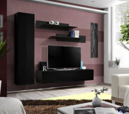 Arte Fly G1 Black Gloss Entertainment Unit 210Cm - Bold Led Media Feature For Tvs Up To 60 Inch