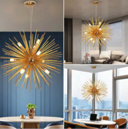 Chandelier Ceiling Light Chandelier 9Lights Sputnik Pendant Lights Gold - thumbnail 3