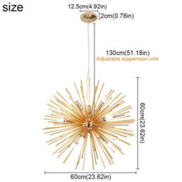 Chandelier Ceiling Light Chandelier 9Lights Sputnik Pendant Lights Gold - thumbnail 5