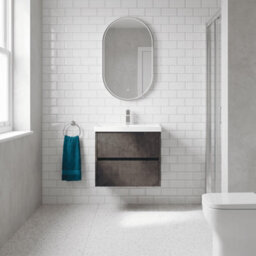 Balterley Chartley Contemporary 2 Drawer Wall Hung Vanity Unit With Thin Edge Basin, Metallic Slate, 600mm - thumbnail 4