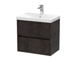 Balterley Chartley Contemporary 2 Drawer Wall Hung Vanity Unit With Thin Edge Basin, Metallic Slate, 600mm