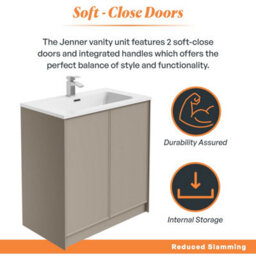 Plum&clay Jenner Light Grey Freestanding Vanity Unit & Basin Set (W)800mm (H)855mm - thumbnail 3