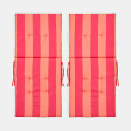 Ohs 2 X Stripe Garden Seat Pad Outdoor High Back Chair Cushion - Orange/pink - thumbnail 4