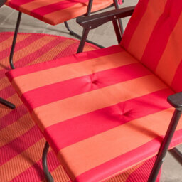 Ohs 2 X Stripe Garden Seat Pad Outdoor High Back Chair Cushion - Orange/pink - thumbnail 3