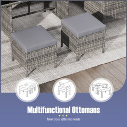Costway 7 Pieces Patio Conversation Set Outdoor Pe Rattan Sectional Sofa Set With Cushions-Grey - thumbnail 9