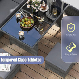 Costway 7 Pieces Patio Conversation Set Outdoor Pe Rattan Sectional Sofa Set With Cushions-Grey - thumbnail 7