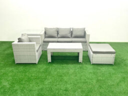 Fimous Outdoor Rattan Garden Furniture Set Grey Cushions Luxury 5 Seater Side Table And Coffee Table For Conservatory,patio - thumbnail 1