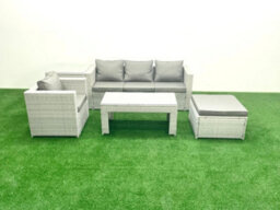 Fimous Outdoor Rattan Garden Furniture Set Grey Cushions Luxury 5 Seater Side Table And Coffee Table For Conservatory,patio - thumbnail 2