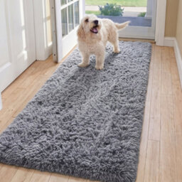 Oxford Homeware Shaggy Rug Anti-Slip Washable Soft Fluffy Living Room And Bedroom Rug (Grey, 60X220Cm) - thumbnail 1