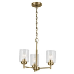 Luminosa Lighting Elstead Kichler Winslow Multi Arm Pendant Ceiling Light Classic Natural Brass 3X E27