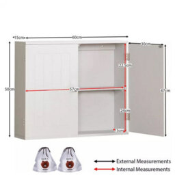 White Bathroom Wall Cabinet Storage 2 Door Cupboard Mdf Shelves Vanity Unit - thumbnail 2