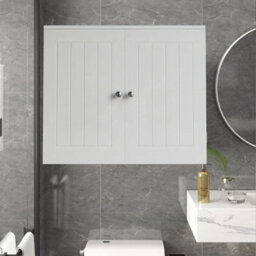 White Bathroom Wall Cabinet Storage 2 Door Cupboard Mdf Shelves Vanity Unit - thumbnail 7