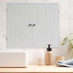 White Bathroom Wall Cabinet Storage 2 Door Cupboard Mdf Shelves Vanity Unit - thumbnail 9