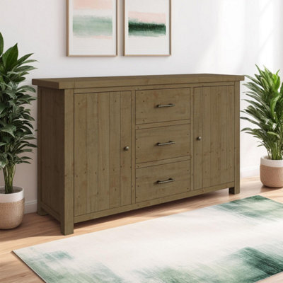 Fwstyle Large 2 Door 3 Drawer Solid Pine Sideboard - image 1