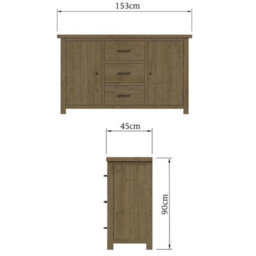 Fwstyle Large 2 Door 3 Drawer Solid Pine Sideboard - thumbnail 5