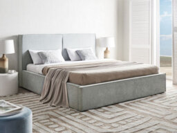 Beliani Ottoman Bed Chenille Moissac 180 X 200 Cm (Eu Super King) Light Blue - thumbnail 2