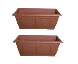 Whitefurze 2 X Large Venetian Patio Planter Trough Plant Pot 60Cm Plastic Terracotta Colour Pot - thumbnail 2