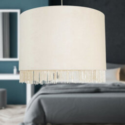First Choice Lighting Fringed Off White 38Cm Fringed Velvet Pendant Shade - thumbnail 4
