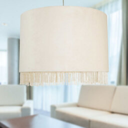 First Choice Lighting Fringed Off White 38Cm Fringed Velvet Pendant Shade - thumbnail 5