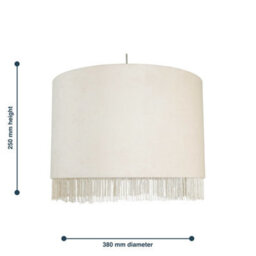 First Choice Lighting Fringed Off White 38Cm Fringed Velvet Pendant Shade - thumbnail 6