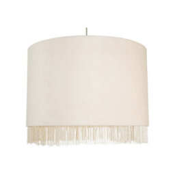 First Choice Lighting Fringed Off White 38Cm Fringed Velvet Pendant Shade - thumbnail 2