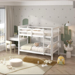 RAC3 Wooden Double Bunk Bed   Space Saving, Sturdy, Sleeps 2   Available In White And Grey  (Double White With Mattresses) - thumbnail 5