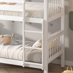 RAC3 Wooden Double Bunk Bed   Space Saving, Sturdy, Sleeps 2   Available In White And Grey  (Double White With Mattresses) - thumbnail 2