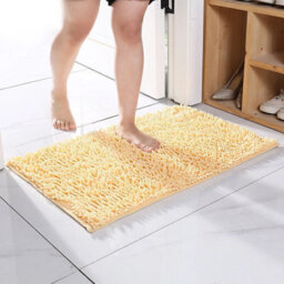 Extra Large Chenille Bath Mat, Soft, Absorbent, Non-Slip, Light Yellow 40X120Cm