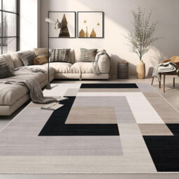Ameha Printed Rug Living Room Extra Large Area 200X290 Cm - Modern Rugs Bedroom Non Slip -Modern Carpet Geometric Style(Milo Neutral) - thumbnail 2