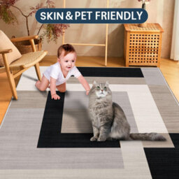 Ameha Printed Rug Living Room Extra Large Area 200X290 Cm - Modern Rugs Bedroom Non Slip -Modern Carpet Geometric Style(Milo Neutral) - thumbnail 6