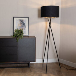 Valuelights Camden Black Tripod Floor Lamp With Black/silver Shade