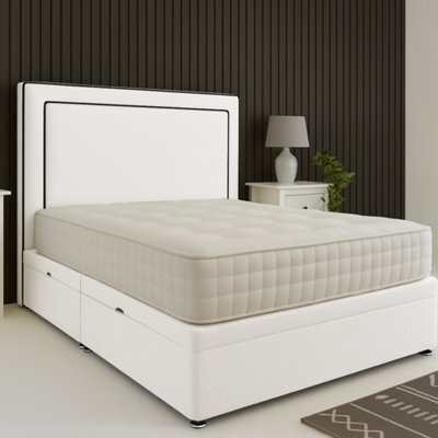 Urban Textures - Savoy Edge Ottoman Bed Headboard Side Lift: Boucle White - image 1