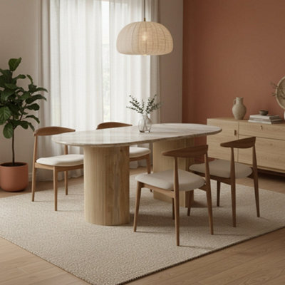 Ajmer Oval Natural Marble Stone Dining Table 6 To 8 Seater - image 1