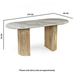 Ajmer Oval Natural Marble Stone Dining Table 6 To 8 Seater - thumbnail 7