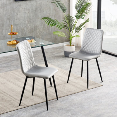 Mcc Direct Set Of 2 Lexi Velvet Fabric Dining Chairs With Metal Legs Light Grey - image 1